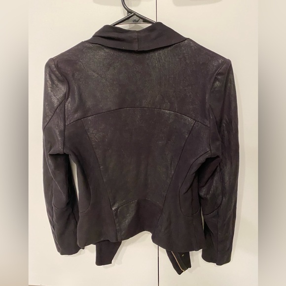 ZARA Faux Suede Moto Jacket  Color: Shimmery Black Size: S - Picture 5 of 8
